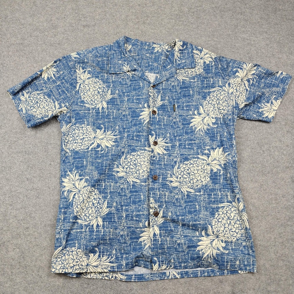 Vintage Palmwave Shirt Mens 2XL Blue Pineapple Hawaiian Short Sleeve Button Up